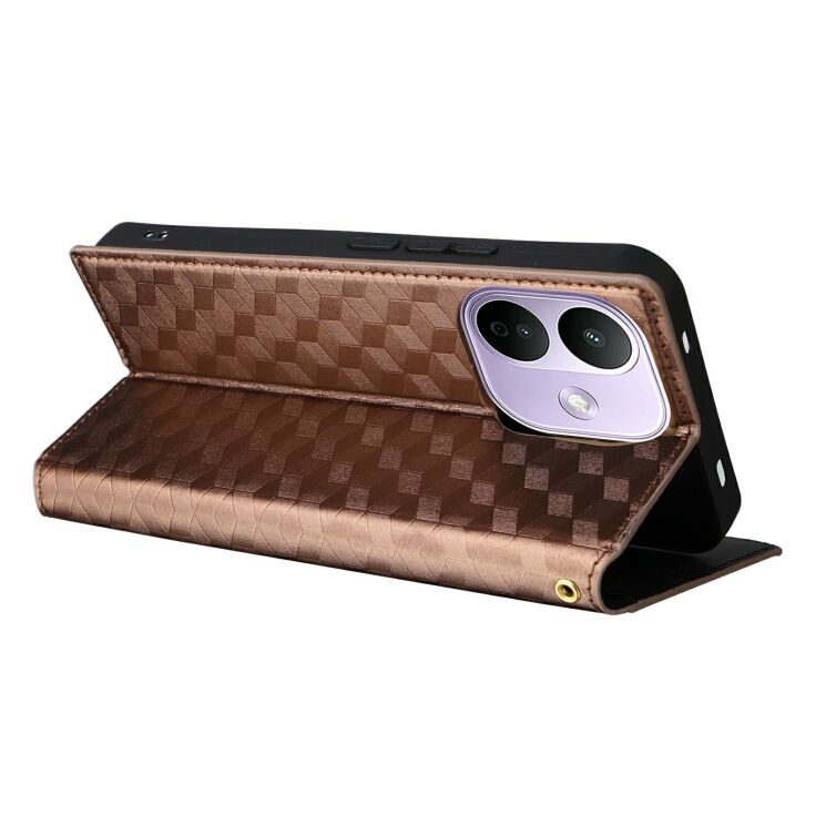 Чохол Deexe Rhombus Book для Xiaomi Redmi Note 17 Pro - Brown: фото 5 з 7