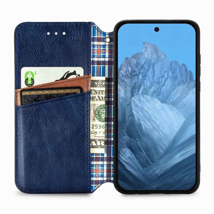 Чехол Deexe Rhombus Wallet для Google Pixel 11 / 11 Pro - Blue: фото 2 из 10