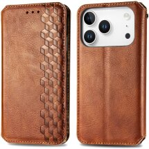 Чохол Deexe Rhombus Wallet для iPhone 18 Pro / 17 Pro - Brown: фото 1 з 6