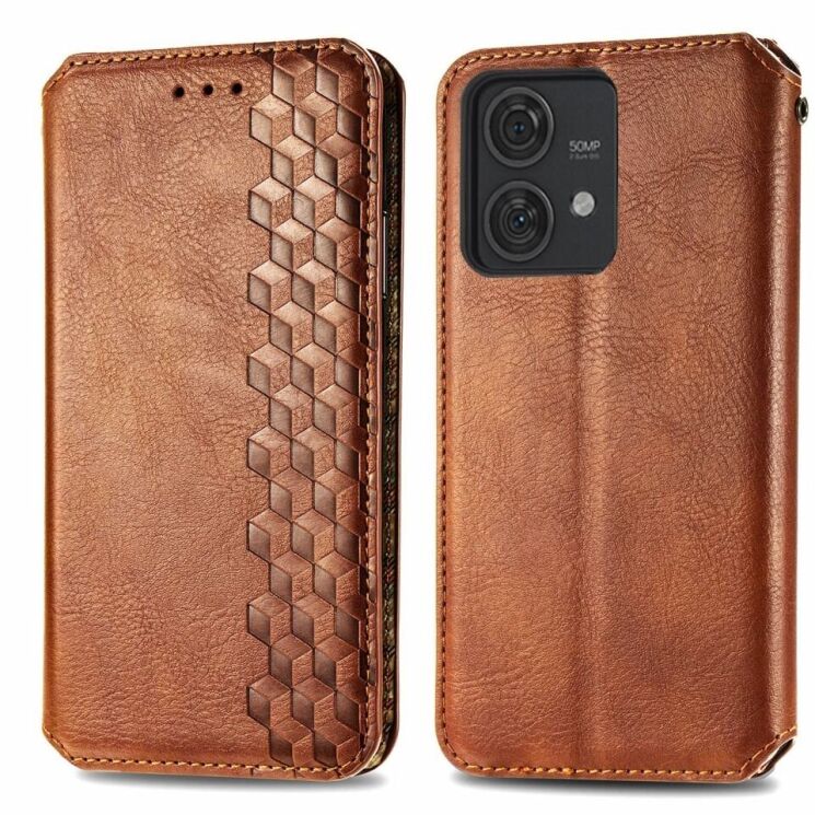 Чехол Deexe Rhombus Wallet для Motorola Edge 40 Neo - Brown: фото 1 из 6
