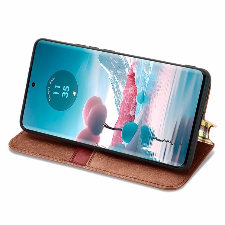 Чехол Deexe Rhombus Wallet для Motorola Edge 40 Neo - Brown: фото 3 из 6