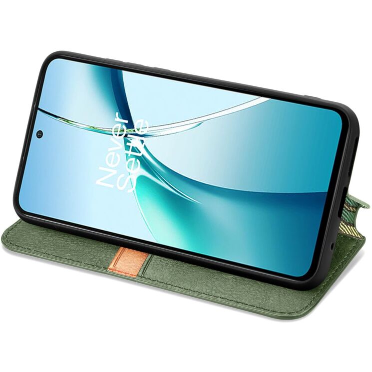 Чехол Deexe Rhombus Wallet для Motorola Edge 70 Fusion - Green: фото 4 из 8