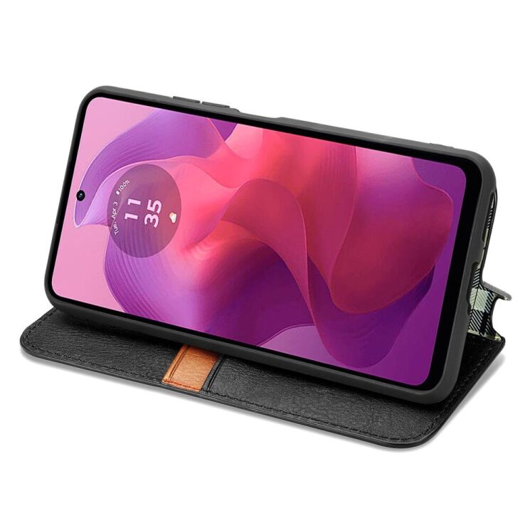 Чехол Deexe Rhombus Wallet для Motorola Moto G24 / G04 / G04s / E14 - Black: фото 3 из 6