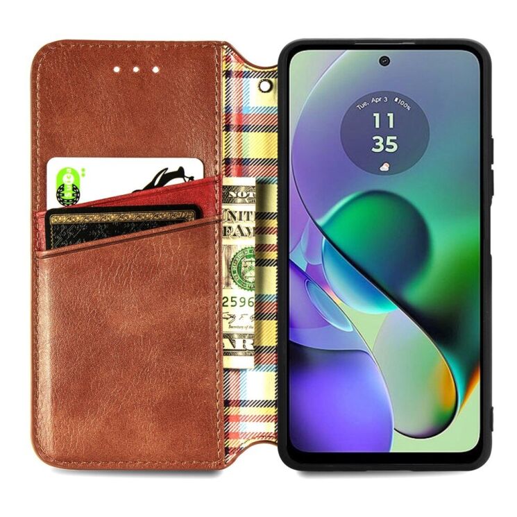 Чехол Deexe Rhombus Wallet для Motorola Moto G54 / G54 Power - Brown: фото 2 из 7