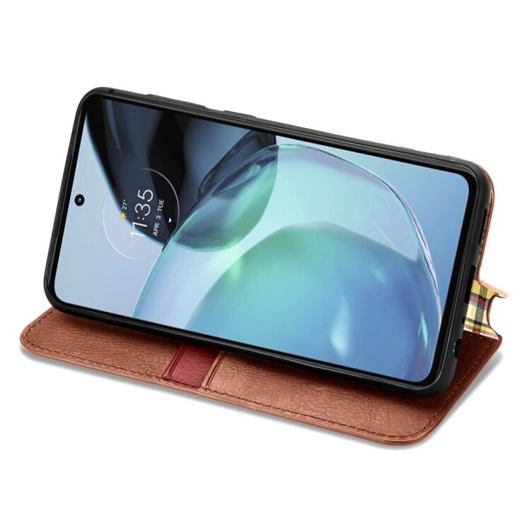 Чехол Deexe Rhombus Wallet для Motorola Moto G72 - Brown: фото 3 из 10
