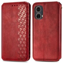 Чехол Deexe Rhombus Wallet для Motorola Moto G85 - Red: фото 1 из 10