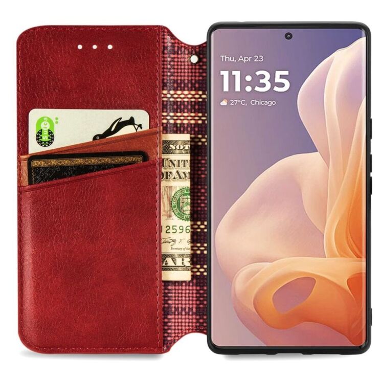 Чехол Deexe Rhombus Wallet для Motorola Moto G85 - Red: фото 2 из 10