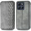 Чехол Deexe Rhombus Wallet для Motorola Moto G86 Power - Grey (385126H)