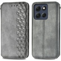 Чехол Deexe Rhombus Wallet для Motorola Moto G86 Power - Grey: фото 1 из 6