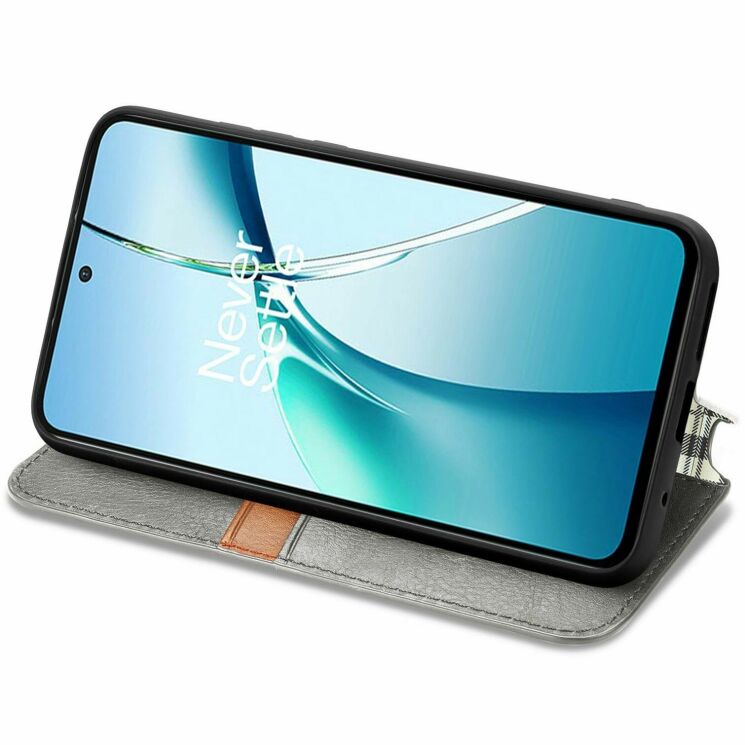 Чехол Deexe Rhombus Wallet для Motorola Moto G86 Power - Grey: фото 3 из 6