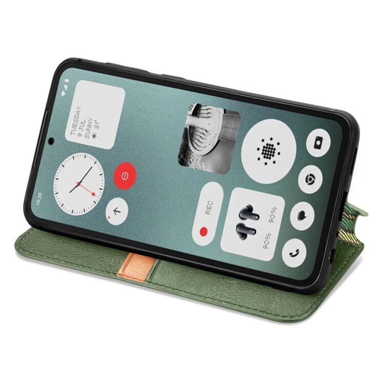 Чехол Deexe Rhombus Wallet для Nothing CMF Phone 1 - Green: фото 3 из 9