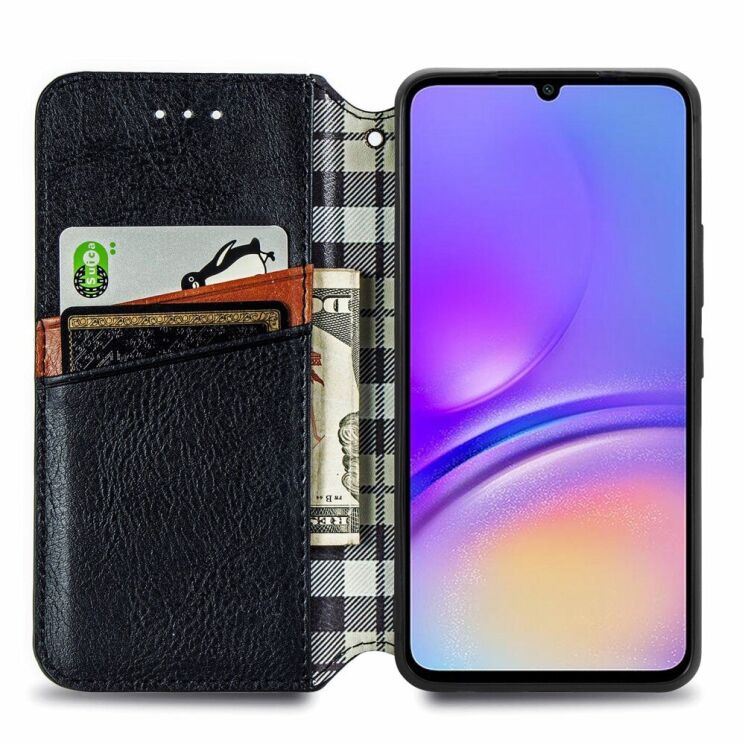 Чехол Deexe Rhombus Wallet для Samsung Galaxy A05 (A055) - Black: фото 2 из 6