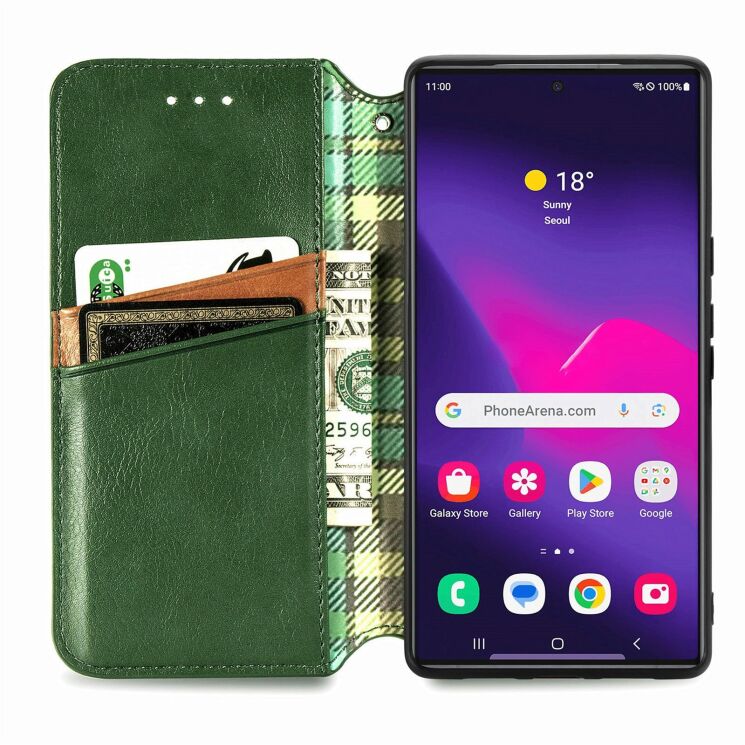 Чехол Deexe Rhombus Wallet для Samsung Galaxy S26 Ultra (S948) - Green: фото 2 из 6