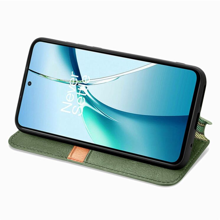 Чехол Deexe Rhombus Wallet для Samsung Galaxy S26 - Green: фото 3 из 6