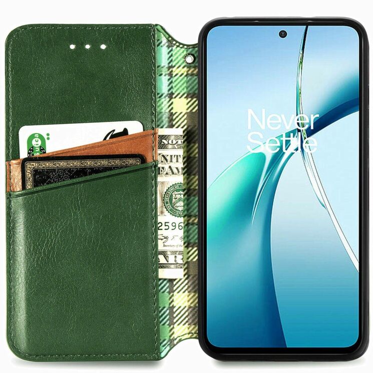 Чехол Deexe Rhombus Wallet для Samsung Galaxy S26 - Green: фото 2 из 6