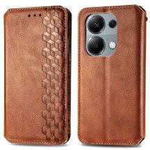 Чехол Deexe Rhombus Wallet для Xiaomi Redmi Note 13 Pro 4G / Poco M6 Pro - Brown: фото 1 из 11