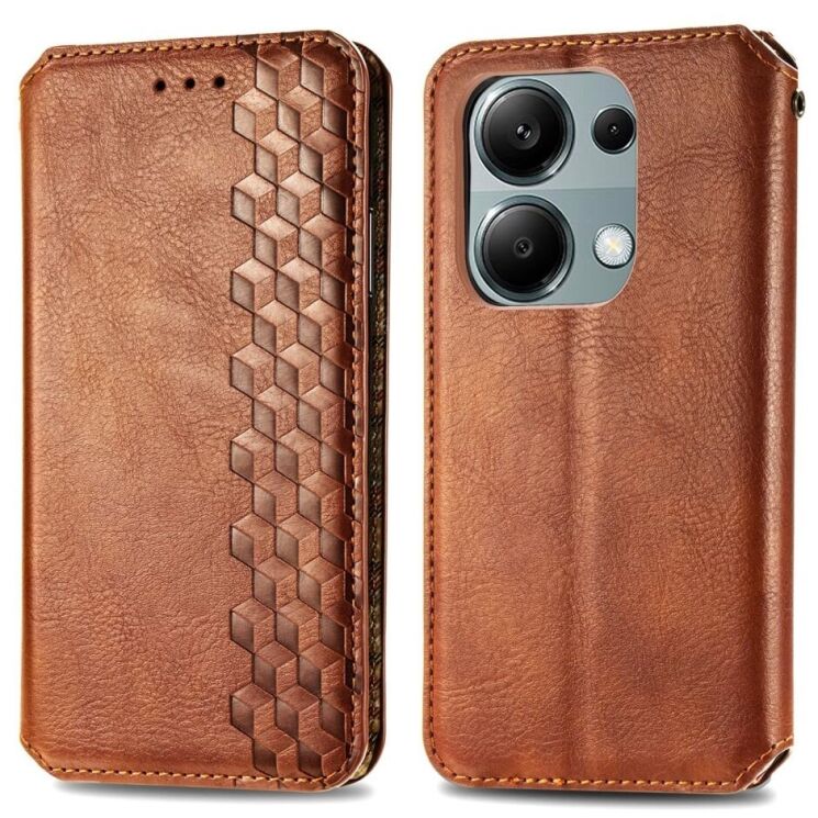 Чехол Deexe Rhombus Wallet для Xiaomi Redmi Note 13 Pro 4G / Poco M6 Pro - Brown: фото 1 из 11