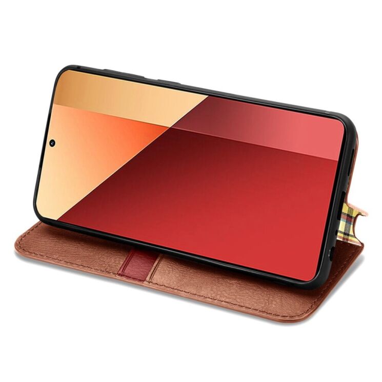 Чехол Deexe Rhombus Wallet для Xiaomi Redmi Note 13 Pro 4G / Poco M6 Pro - Brown: фото 3 из 11