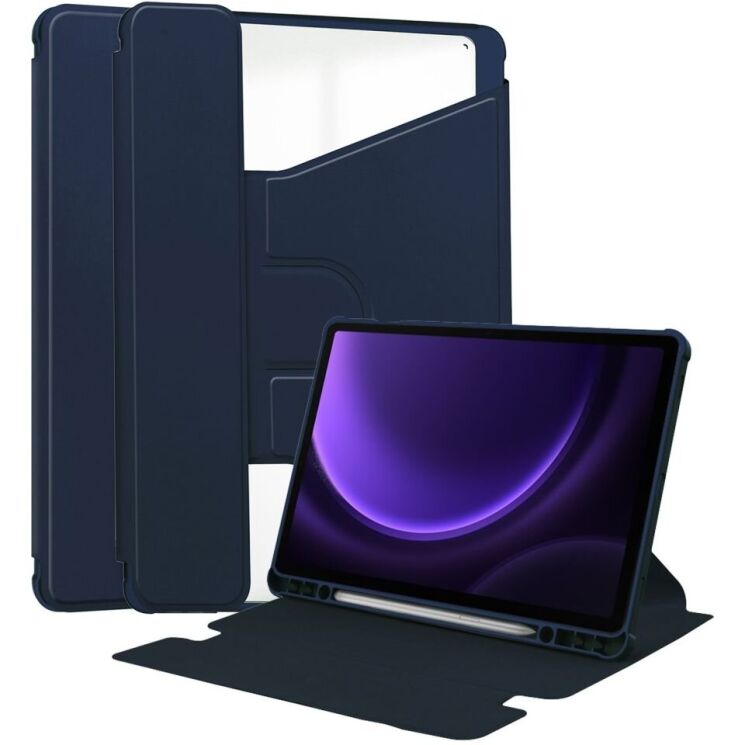 Чехол Deexe Rotary Case для Samsung Galaxy Tab S9 FE (X510/516) / Tab S10 FE (X520/526) - Dark Blue: фото 1 из 7
