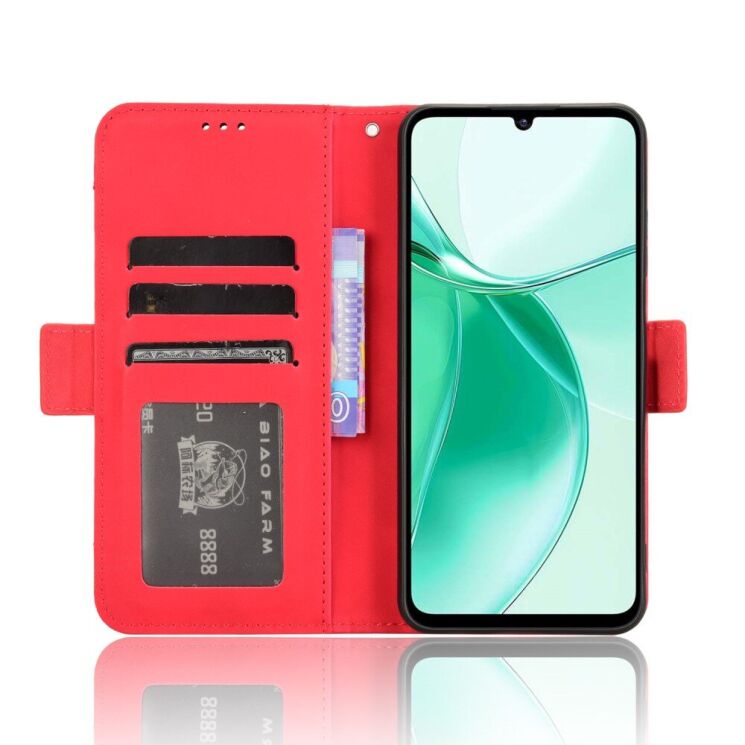 Чехол Deexe Wallet Stand для ZTE Blade A35 / Blade A55 - Red: фото 3 из 7
