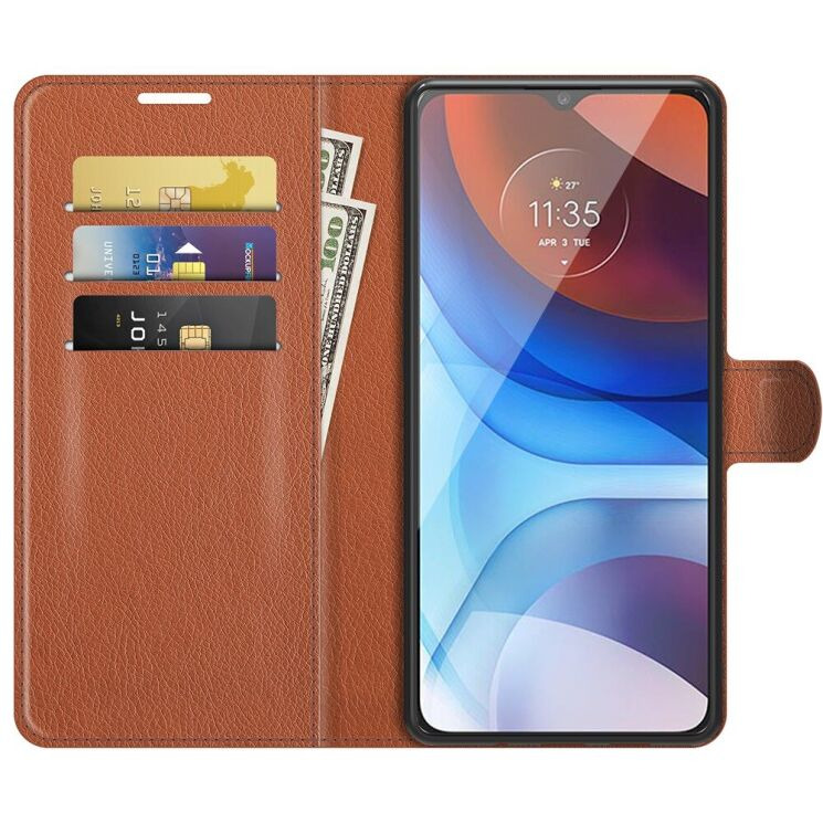 Классический чехол-книжка Deexe Book Type для Motorola Moto E7 Power / Moto E7i / Moto E7i Power - Brown: фото 4 из 7