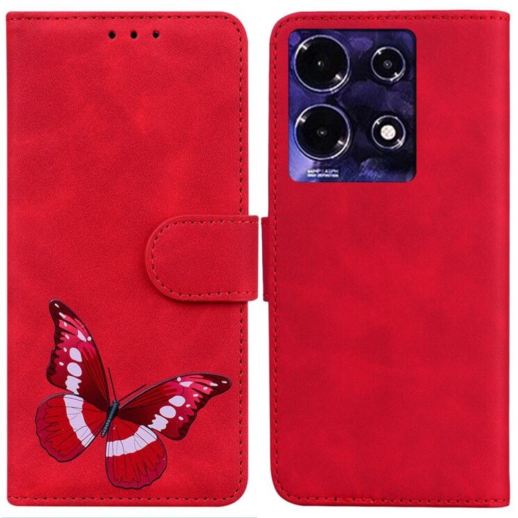 Чехол-книжка Deexe Butterfly Pattern для Infinix Note 30 - Red: фото 1 из 8