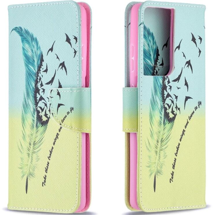 Чехол-книжка Deexe Color Wallet для Samsung Galaxy S21 Ultra (G998) - Feather: фото 2 из 9