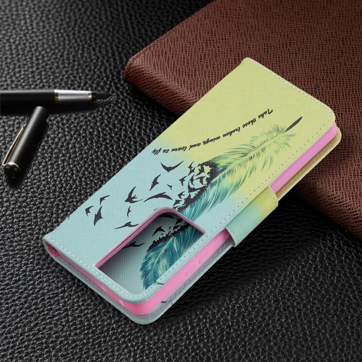 Чехол-книжка Deexe Color Wallet для Samsung Galaxy S21 Ultra (G998) - Feather: фото 6 из 9