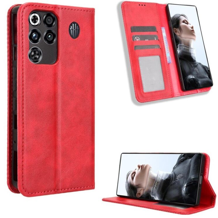 Чохол-книжка Deexe Retro Style для ZTE Nubia Red Magic 11 Pro - Red: фото 2 з 17