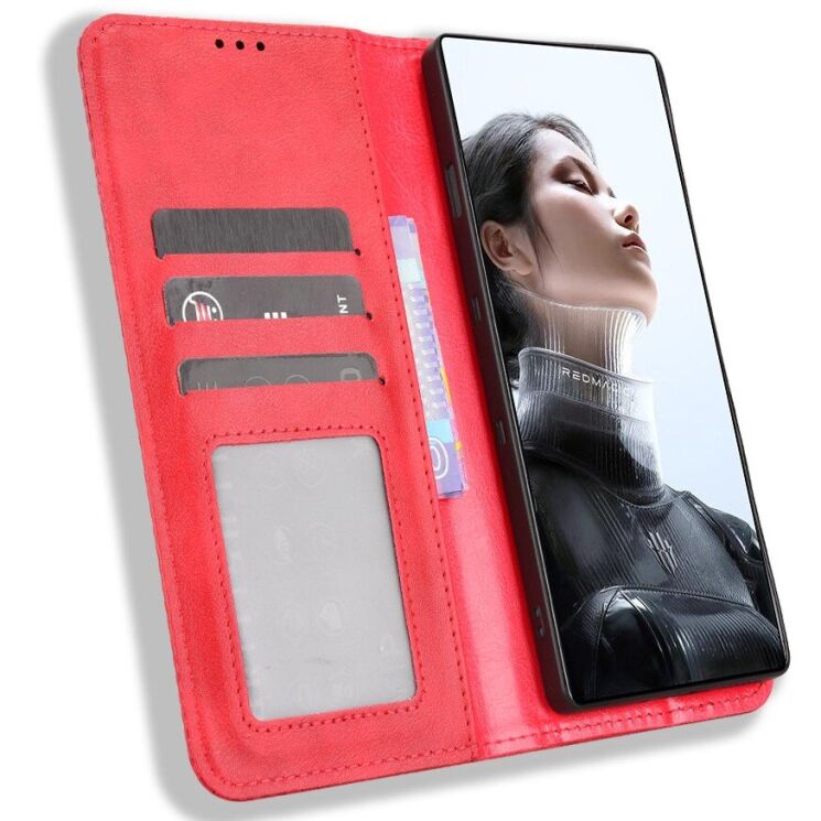 Чохол-книжка Deexe Retro Style для ZTE Nubia Red Magic 11 Pro - Red: фото 5 з 17