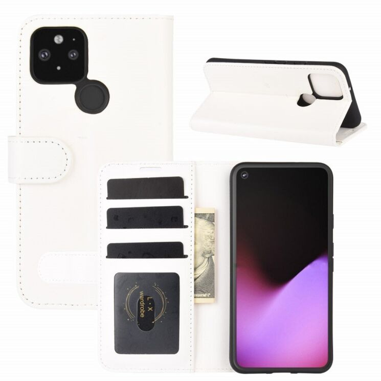 Классический чехол-книжка Deexe Wallet Style для Google Pixel 4a 5G - White: фото 2 из 8