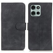 Чехол-книжка KHAZNEH Retro Wallet для Motorola Moto G75 - Black: фото 1 из 8