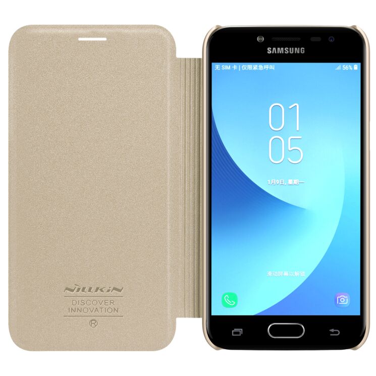 Чехол-книжка NILLKIN Sparkle Series для Samsung Galaxy J2 2018 (J250) - Gold: фото 2 из 14