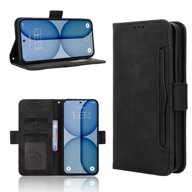 Чехол-книжка с карманами Deexe Wallet Stand для Nothing Phone (4a) - Black: фото 8 из 8