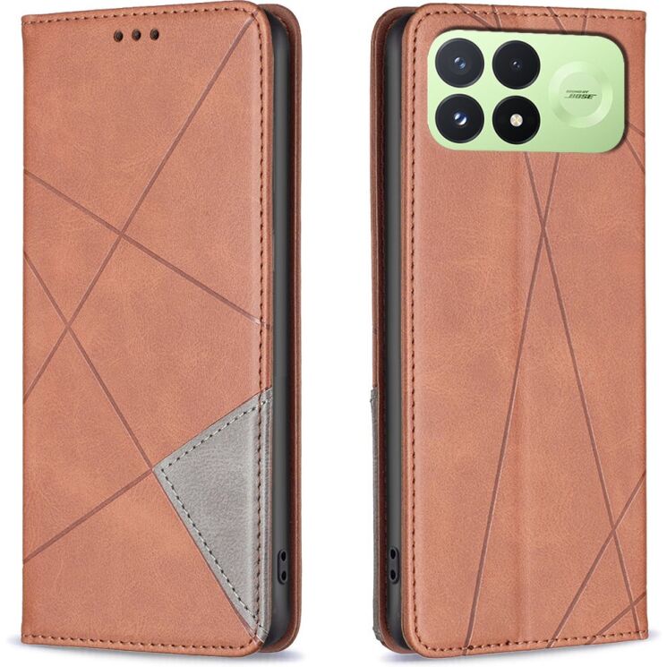 Чехол-книжка с карманами UniCase Geometric Pattern для Xiaomi Poco F8 Pro - Brown: фото 1 из 9