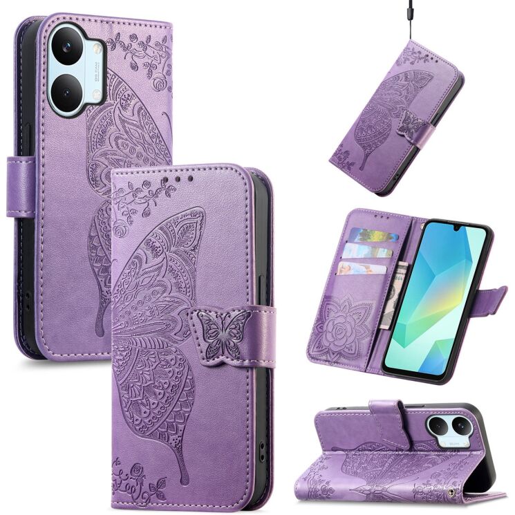 Чехол-книжка с рисунком UniCase Butterfly Pattern для Xiaomi Poco X8 Pro Max - Light Purple: фото 4 из 10