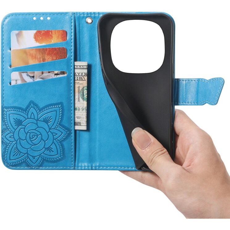 Чехол-книжка с рисунком UniCase Butterfly Pattern для Xiaomi Redmi Note 15 (4G/5G) / Poco M8 5G - Blue: фото 7 из 8