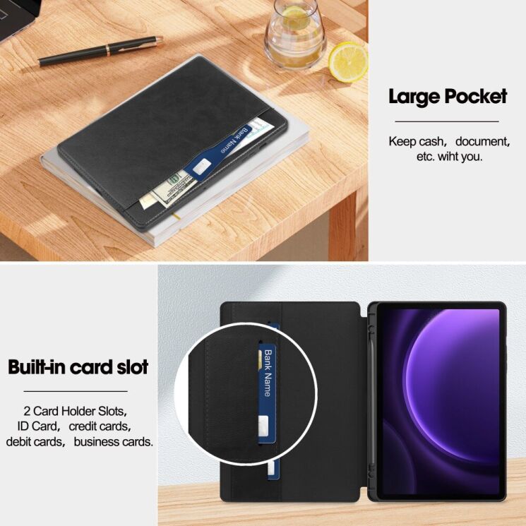 Чехол-книжка UniCase Business Book для Samsung Galaxy Tab S9 FE (X510/516) / Tab S10 FE (X520/526) - Black: фото 3 из 11