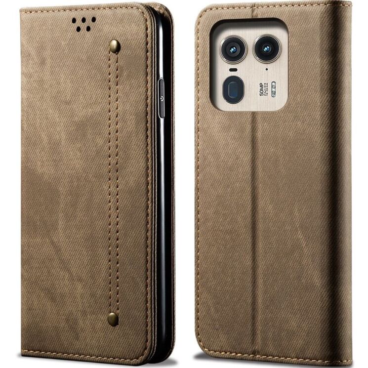Чохол-книжка UniCase Jeans Wallet для Motorola Edge 50 Ultra - Khaki: фото 1 з 6