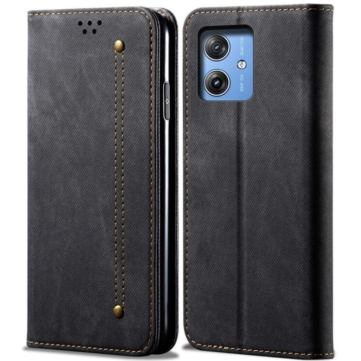 Чохол-книжка UniCase Jeans Wallet для Motorola G55 - Black: фото 1 з 6