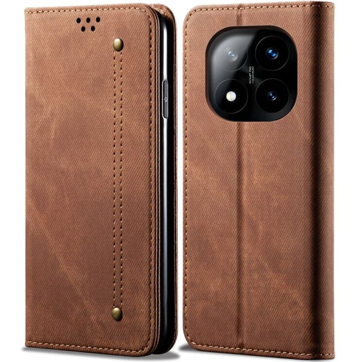 Чехол-книжка UniCase Jeans Wallet для Xiaomi Redmi Note 14 Pro Plus - Coffee: фото 1 из 6