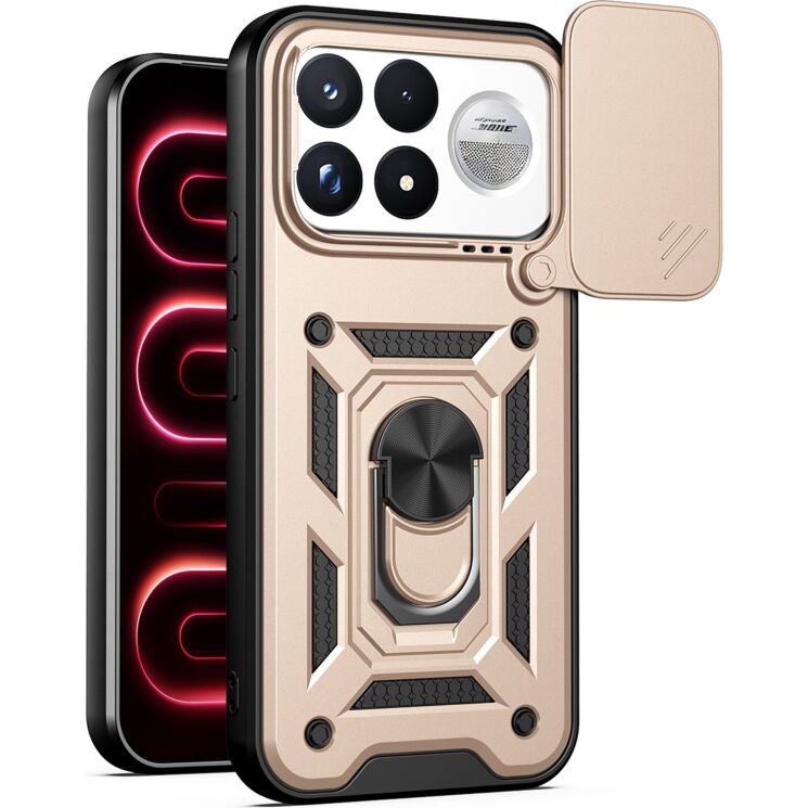Чехол с защитой камеры Deexe Armor Shield для Xiaomi Poco F9 Ultra - Gold: фото 1 из 9