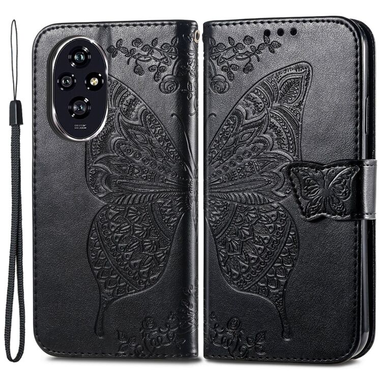 Чехол-книжка с рисунком UniCase Butterfly Pattern для Honor 200 - Black: фото 1 из 7