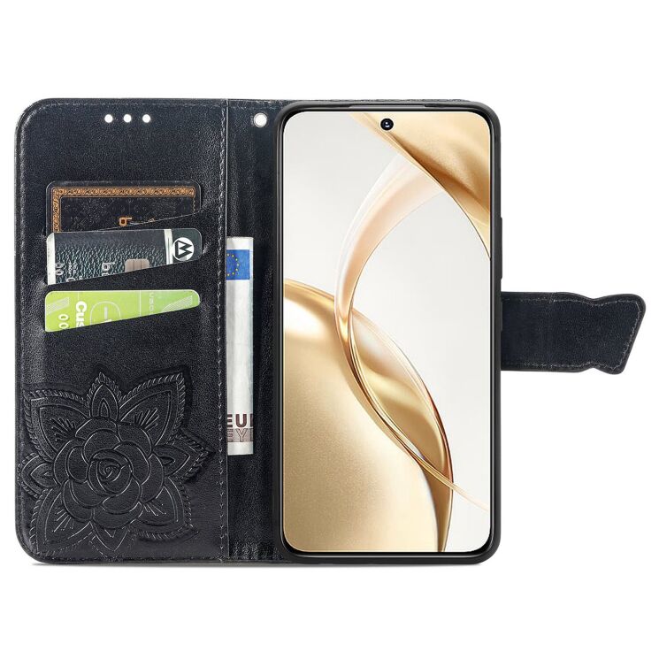 Чехол-книжка с рисунком UniCase Butterfly Pattern для Honor 200 - Black: фото 2 из 7
