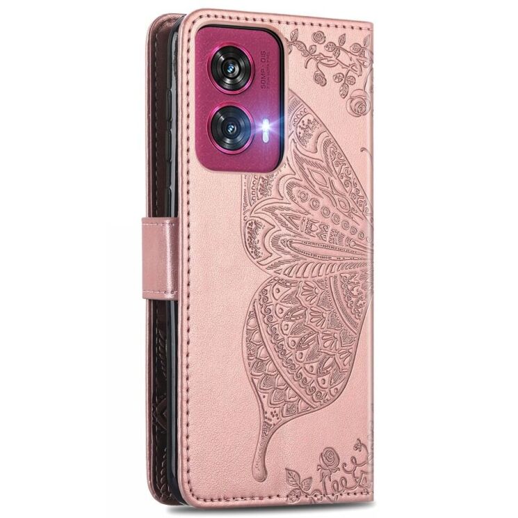 Чехол UniCase Butterfly Pattern для Motorola Edge 50 Fusion - Rose Gold: фото 5 из 8