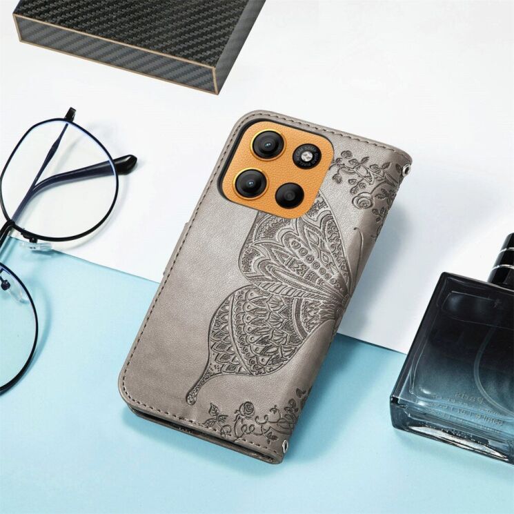 Чехол UniCase Butterfly Pattern для Motorola Moto G15 - Grey: фото 6 из 11