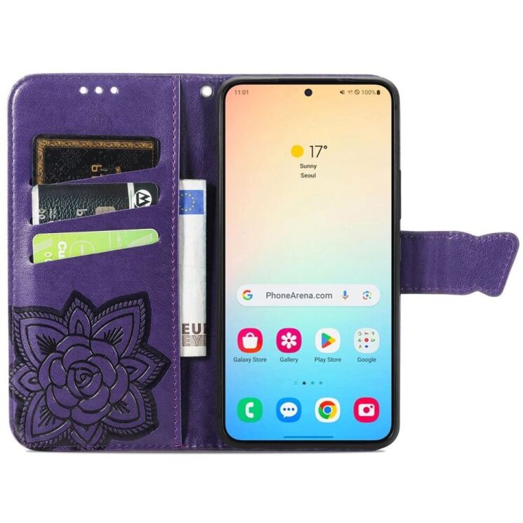 Чехол UniCase Butterfly Pattern для Samsung Galaxy S24 Plus - Dark Purple: фото 2 из 5