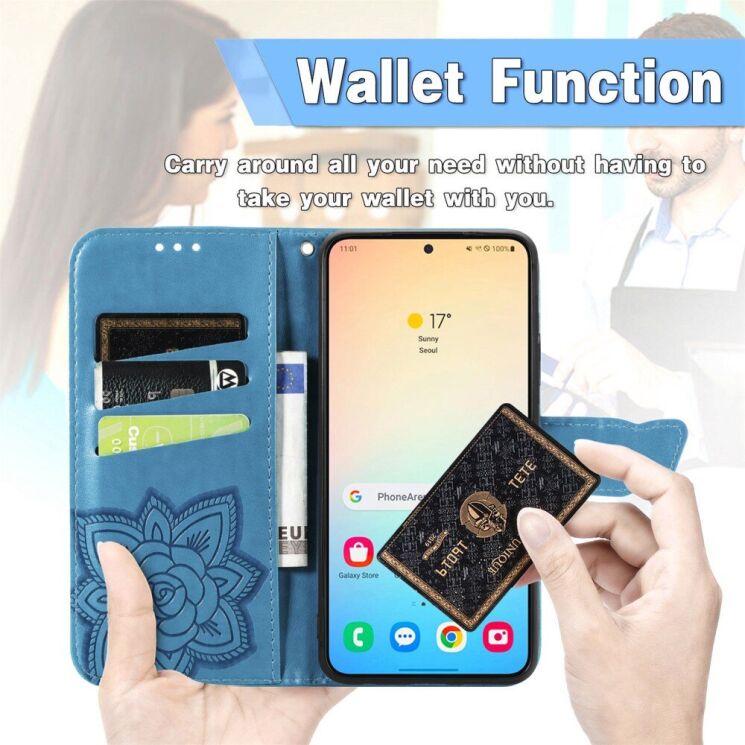 Чехол UniCase Butterfly Pattern для Samsung Galaxy S25 (S931) - Blue: фото 7 из 9