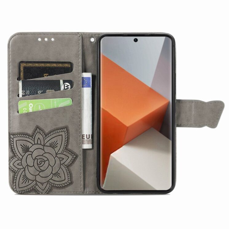 Чехол UniCase Butterfly Pattern для Xiaomi Redmi Note 13 Pro+ - Grey: фото 2 из 6