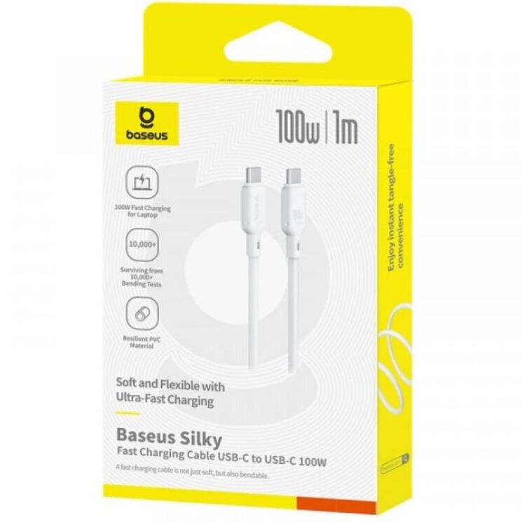 Кабель Baseus Silky Series Type-C to Type-C (100W, 1m) P10377704213-00 - White: фото 4 з 19